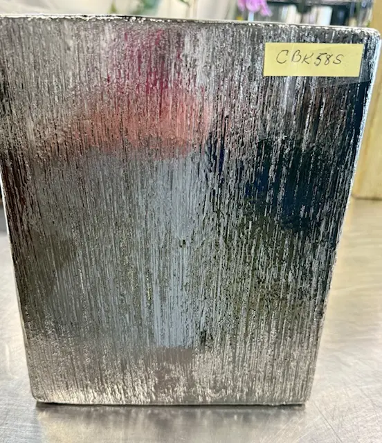 Etched Block Vase - Silver 8in x 2.5in