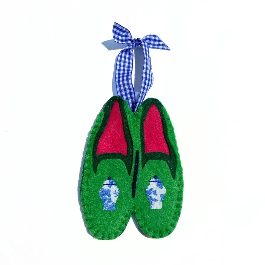 Preppy Grandmillennial Ginger Jar Loafer Ornament