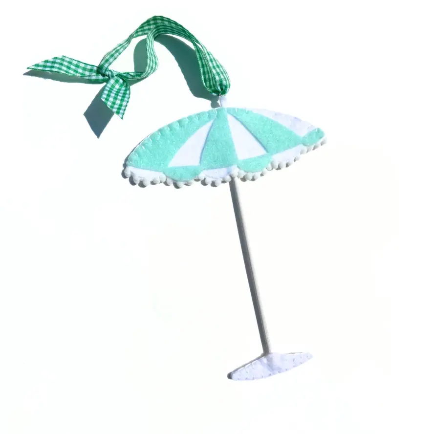 Preppy Aqua Patio Umbrella Ornament