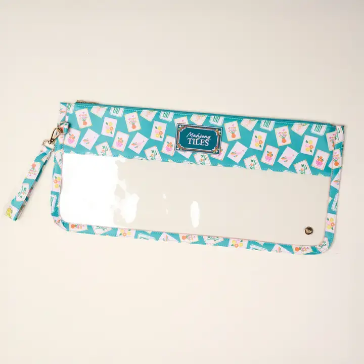 "It's Mahj Time Teal" Mahjong Tile Keeper Pouch