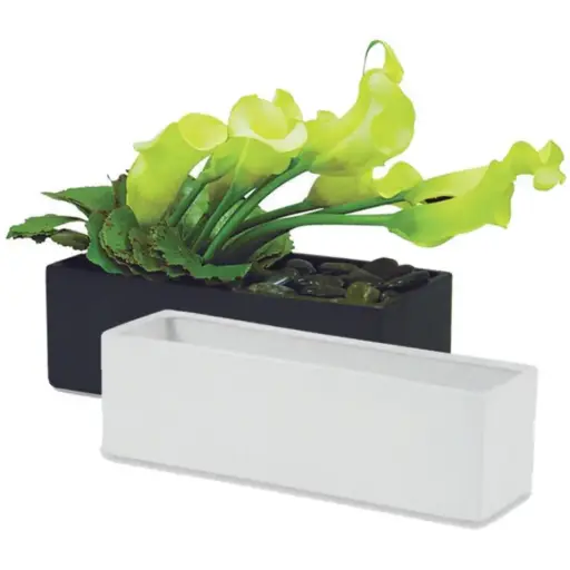 [BFV-CWB10W] 12" X 4" Top | Ceramic Rectangle Planter - White