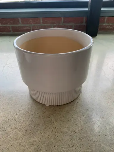 [BFV-CZ80051AM-M] Modern Off White Ceramic Planter Pot - Medium