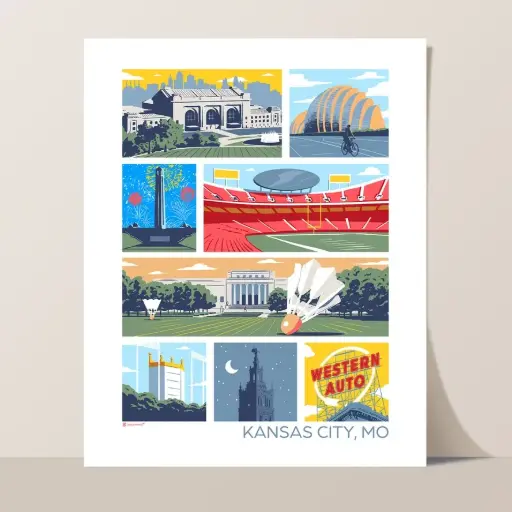 [BGD-PRINT-LOKC5x7] Landmarks of Kansas City 5" x 7" Print