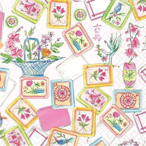 [BGD-C400083] Mahjong Allover Paper Cocktail Napkins 20 Ct