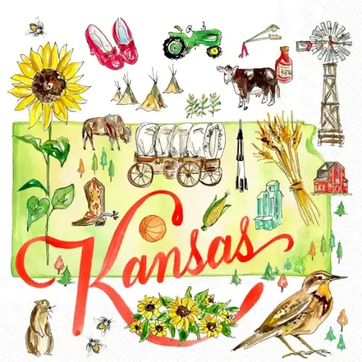 [BGD-C041600] Kansas State Collection Paper Cocktail Napkins - 20 Ct