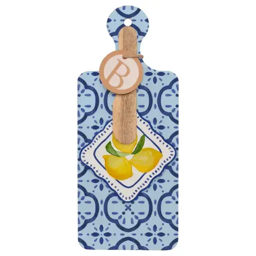 [BGD-HTC500099] Amalfi Lemons Cuterie Cheese Board & Wood Spreader Set